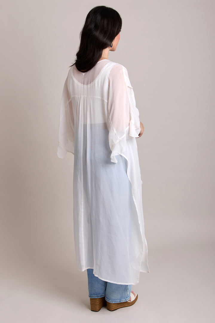 Ruffled Button Kaftan Cover Up