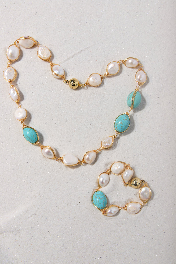 Turquoise Baroque Pearl Necklace