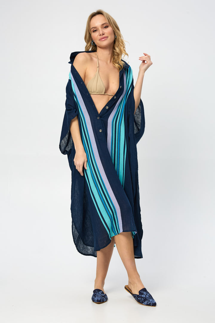 Striped Collared Kaftan