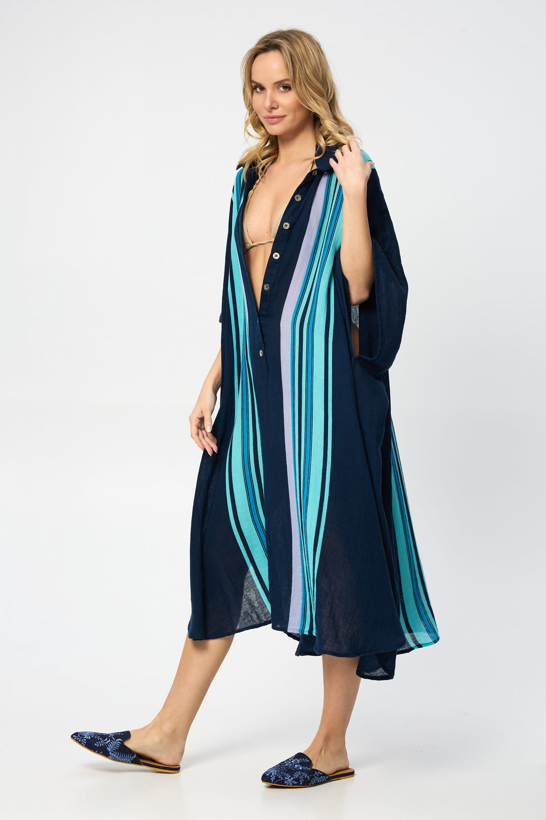 Striped Collared Kaftan