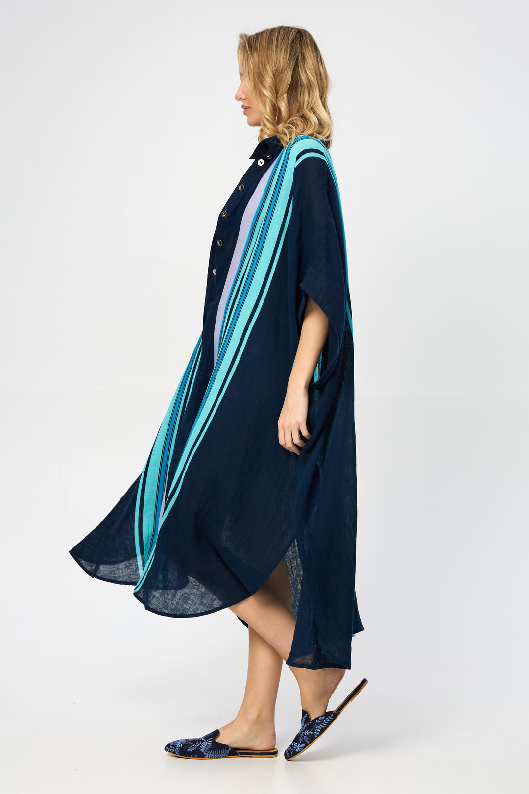 Striped Collared Kaftan