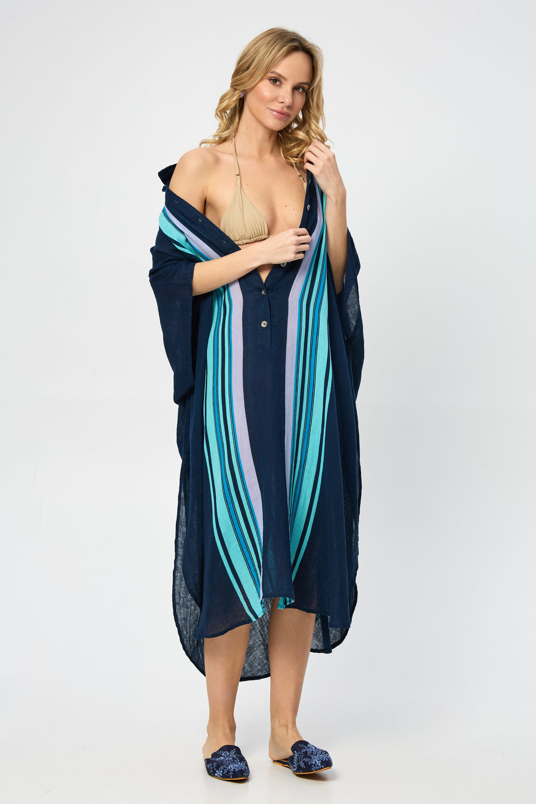 Striped Collared Kaftan