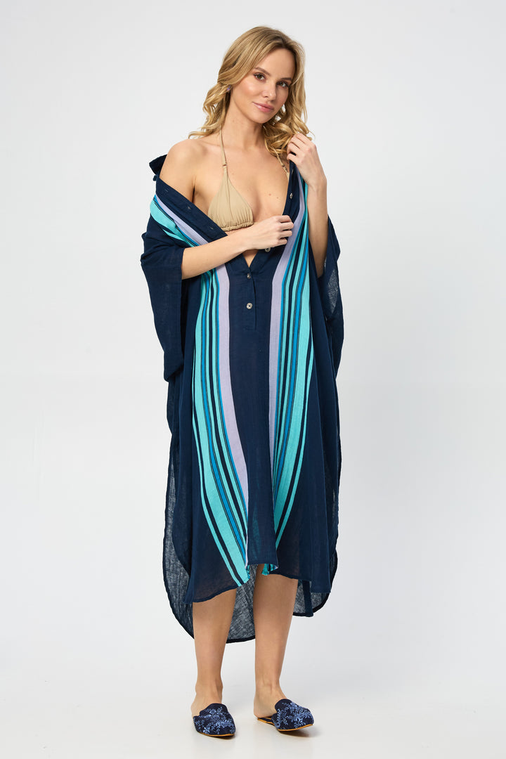 Striped Collared Kaftan