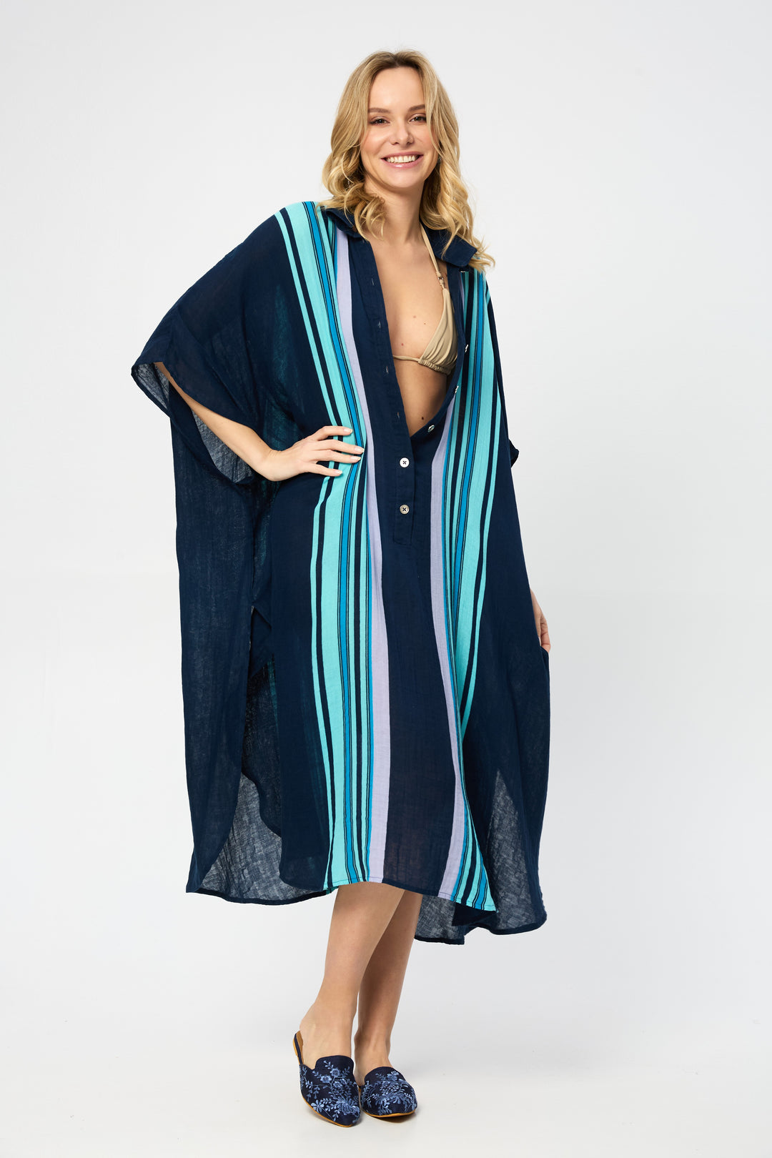 Striped Collared Kaftan