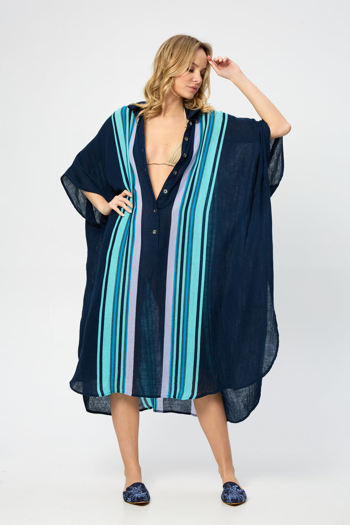 Striped Collared Kaftan