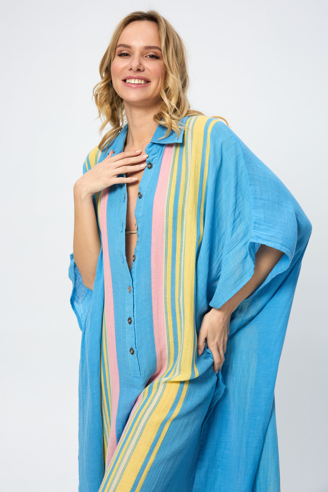 Striped Collared Kaftan