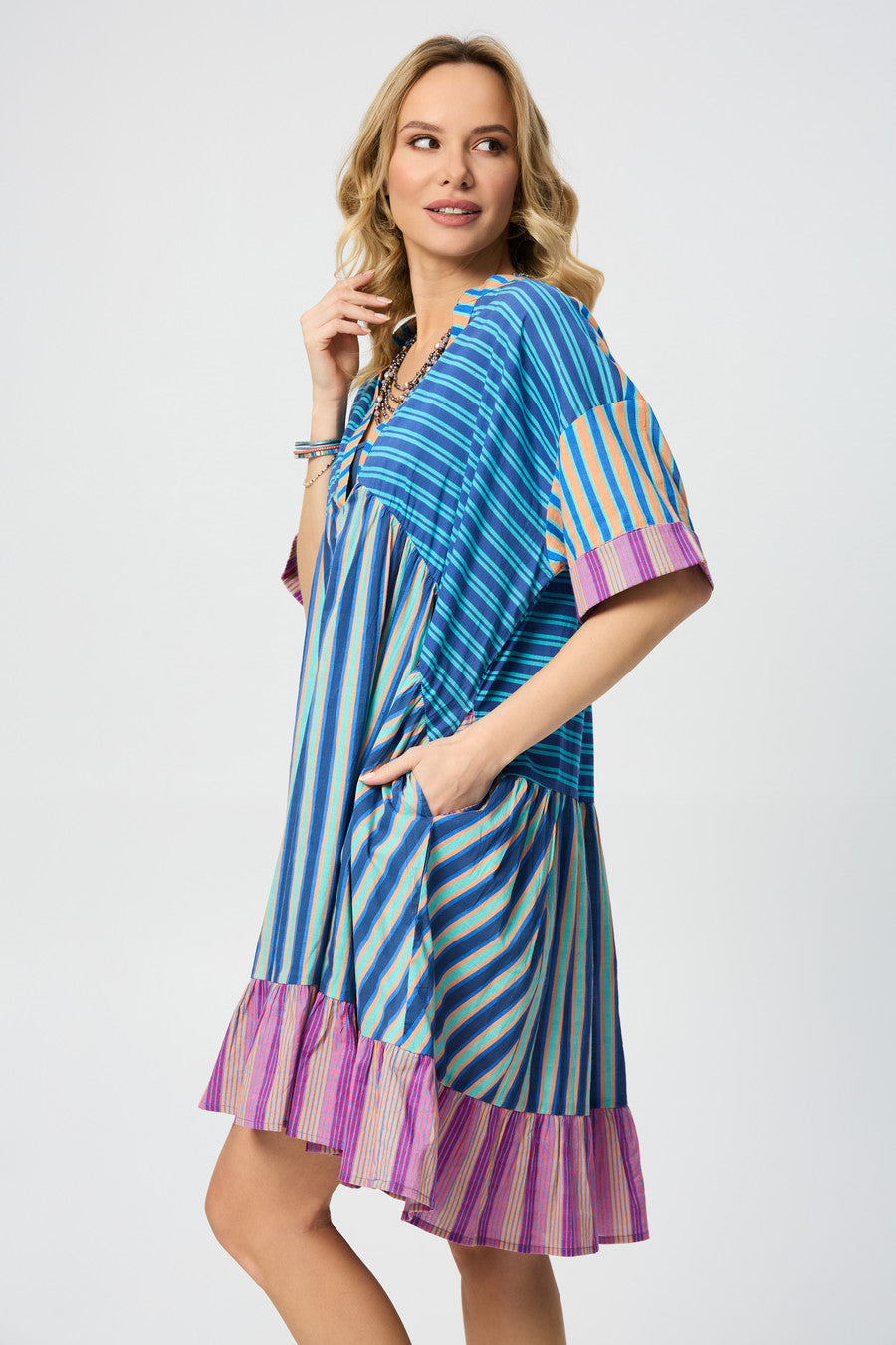 Bold Striped Cover Up Dress