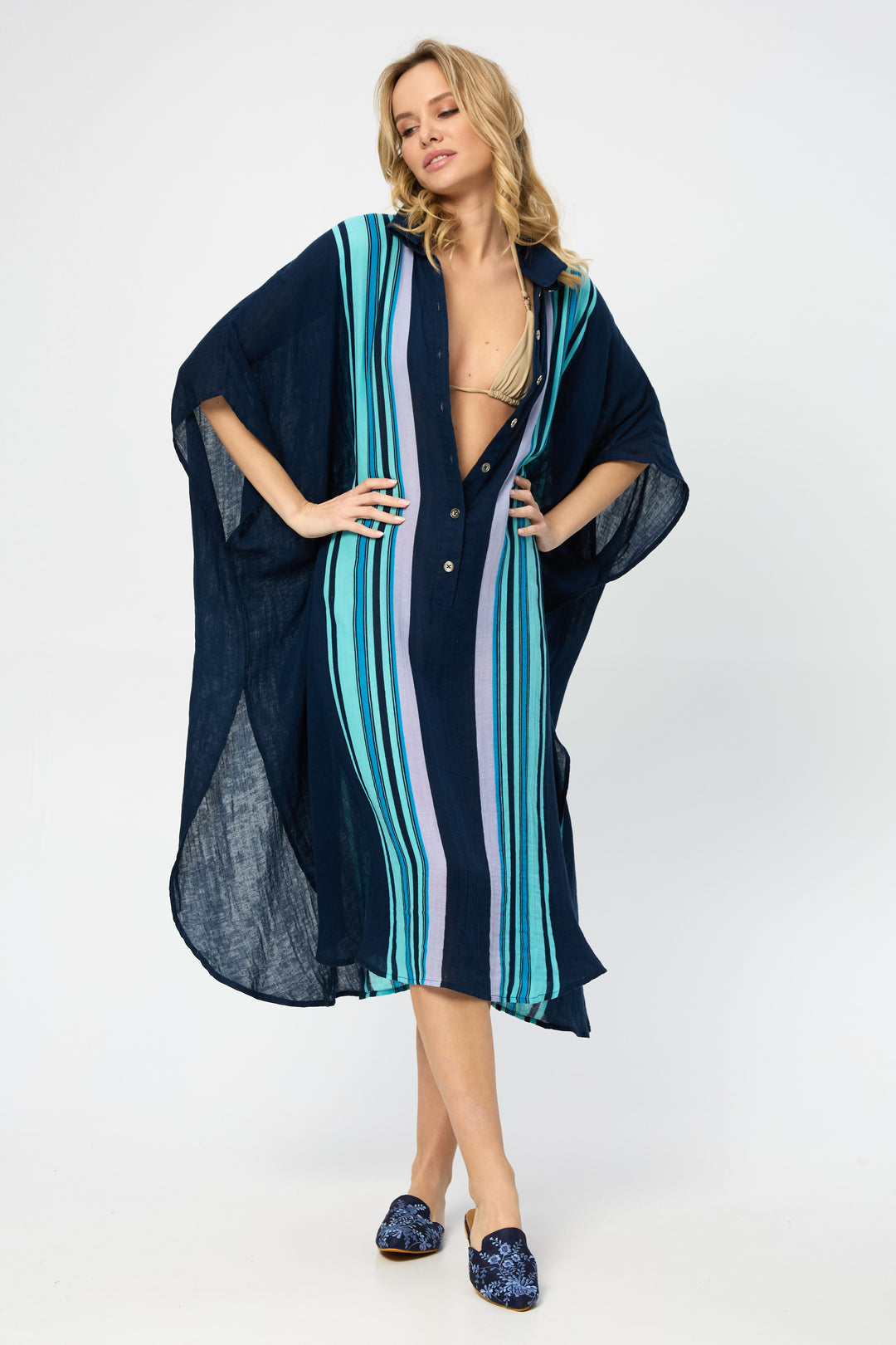 Striped Collared Kaftan