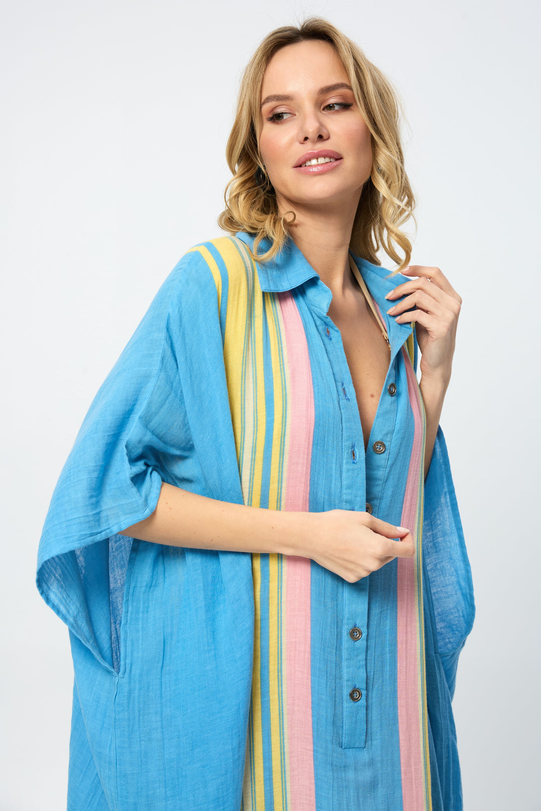 Striped Collared Kaftan