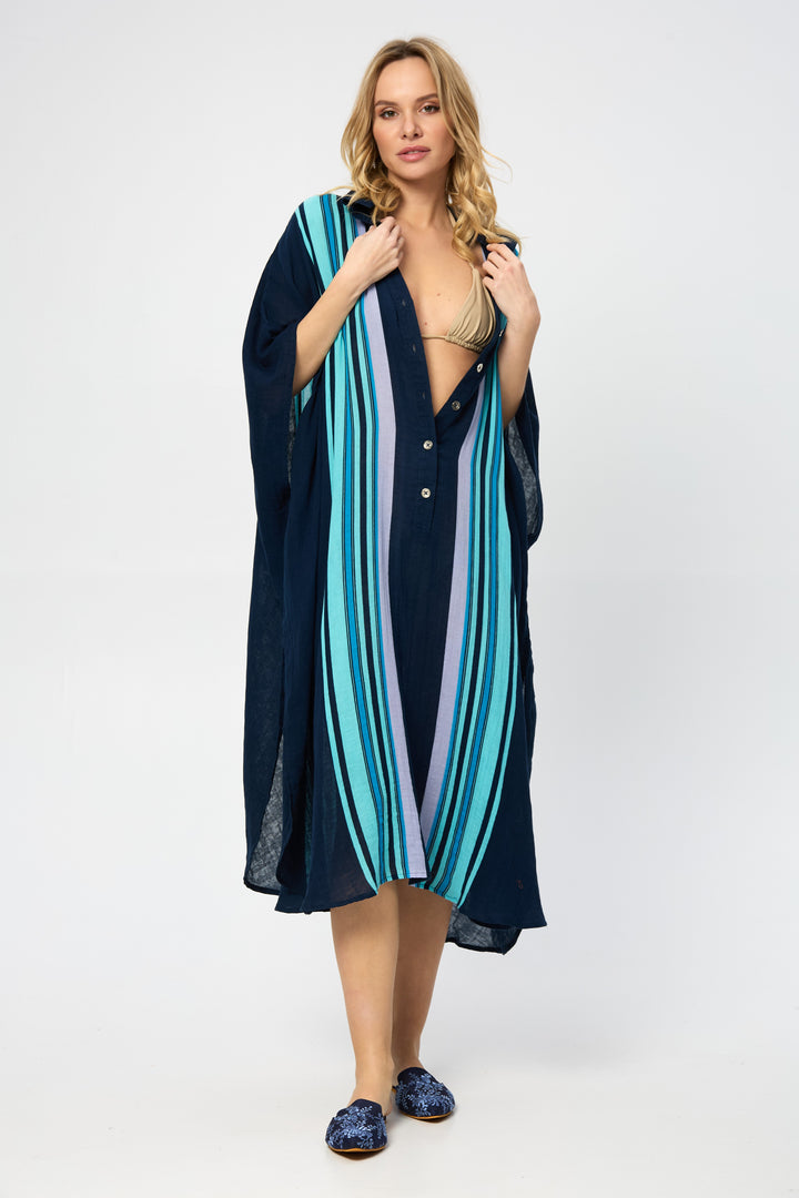 Striped Collared Kaftan