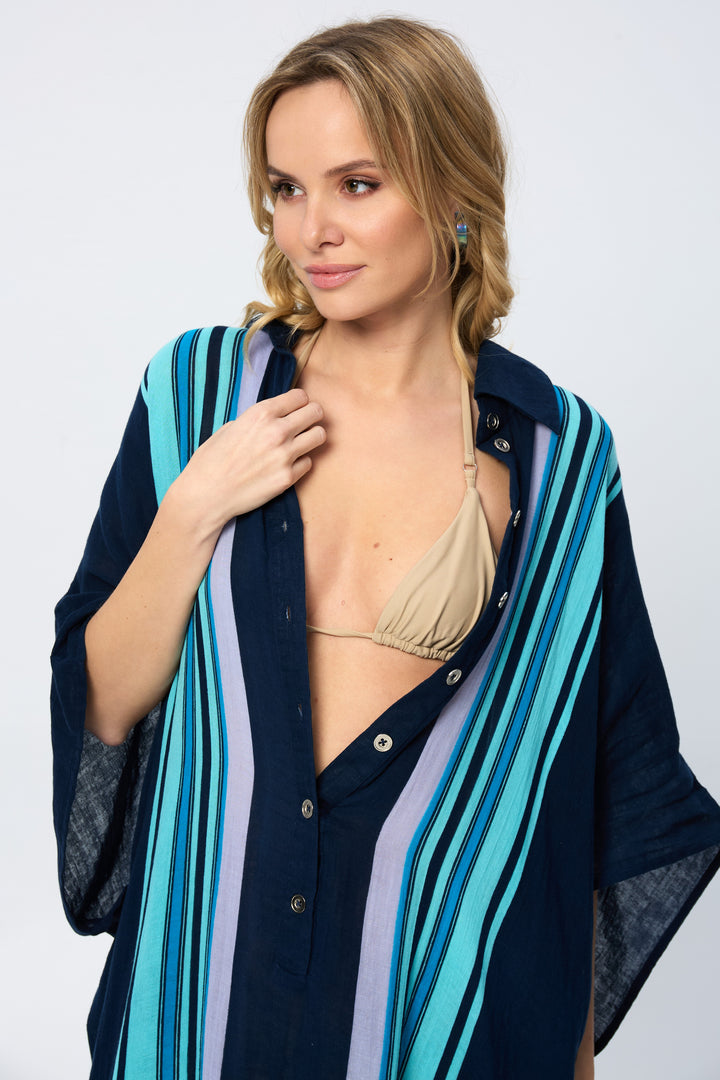 Striped Collared Kaftan