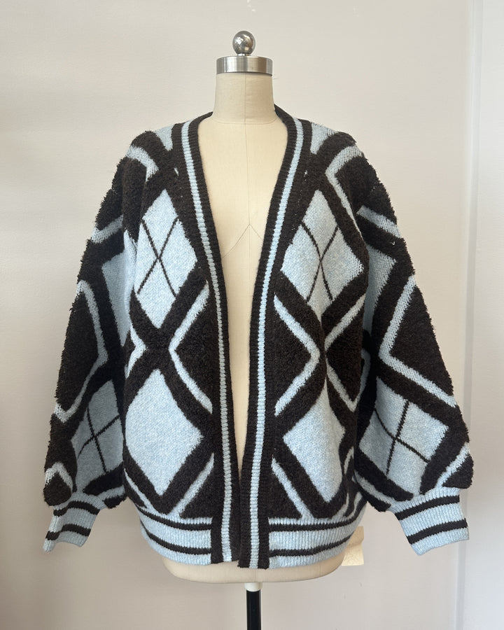 Open Argyle Knit Cardigan