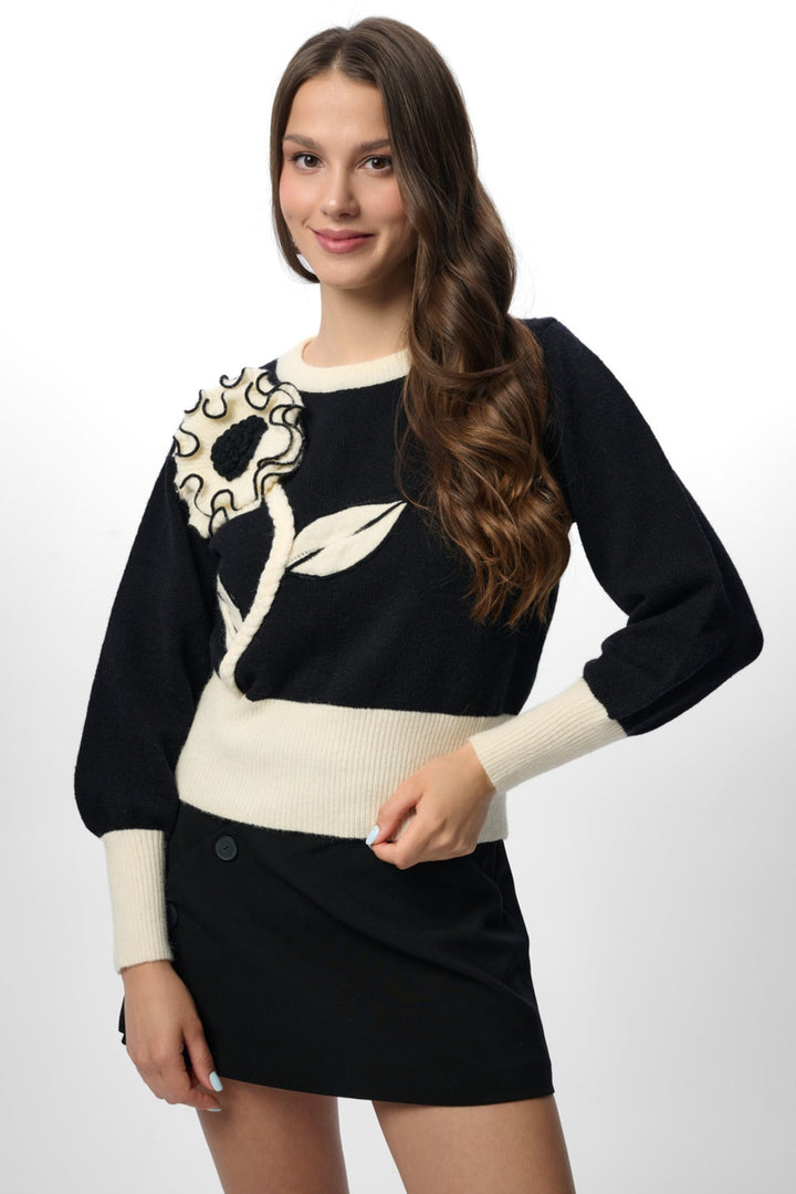 Ruffled Bloom Pullover Sweater
