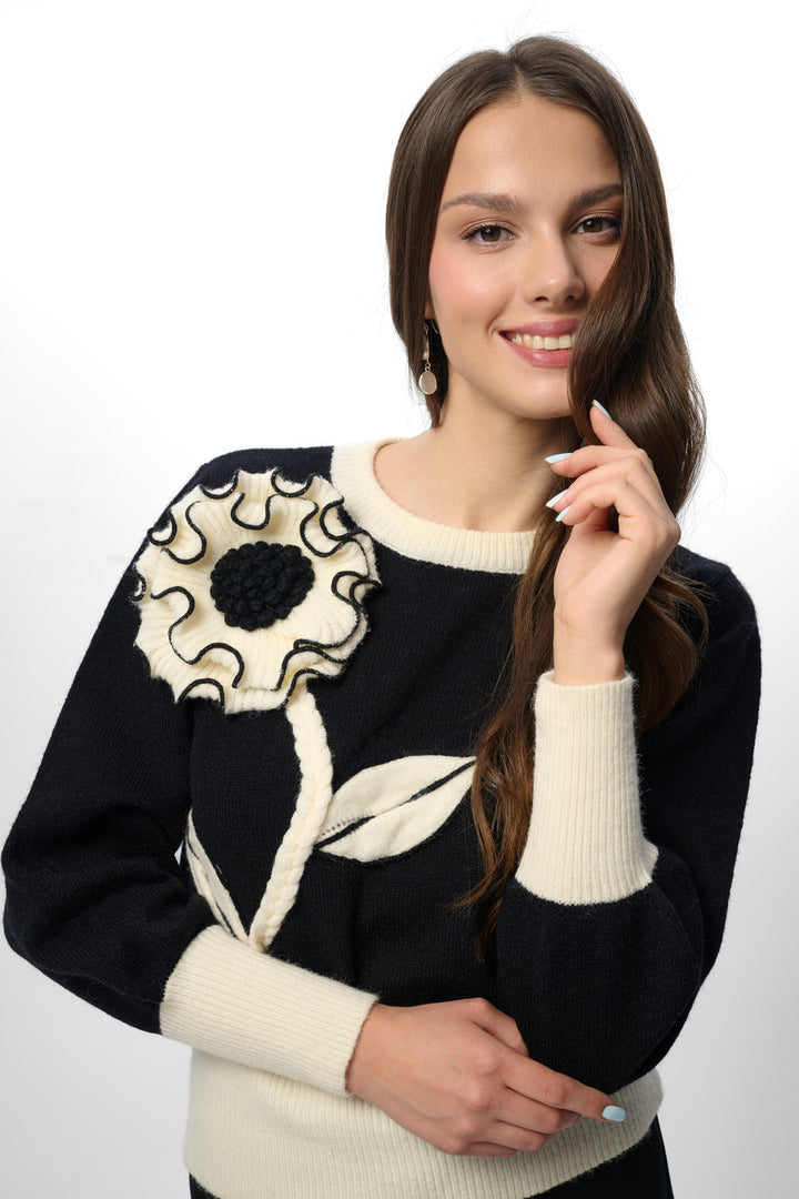 Ruffled Bloom Pullover Sweater