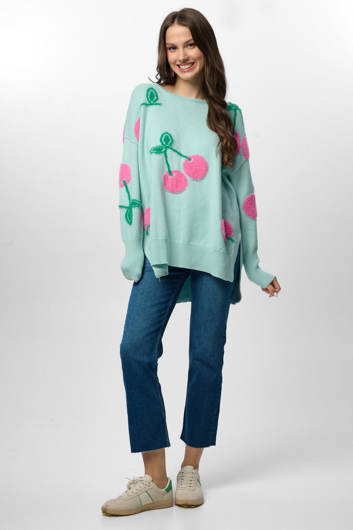 Cherry Knit Pullover Sweater