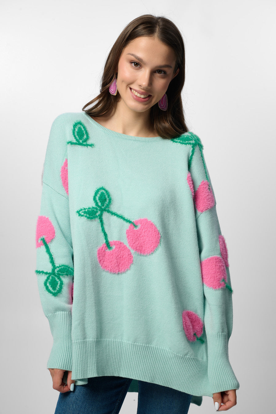 Cherry Knit Pullover Sweater