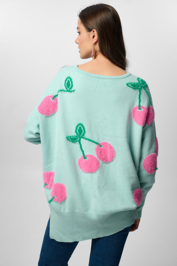 Cherry Knit Pullover Sweater