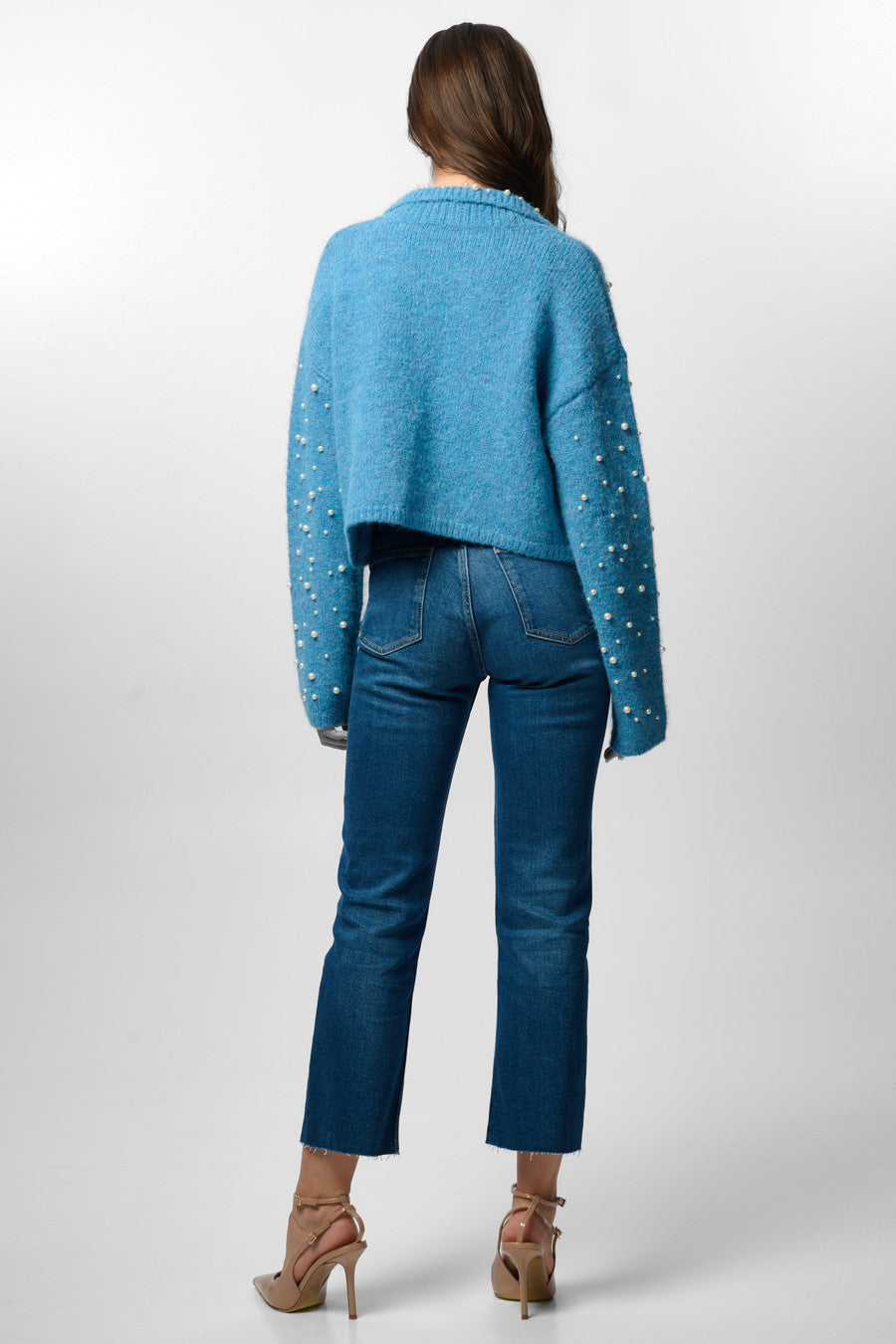 Pearl Collared Open Cardigan