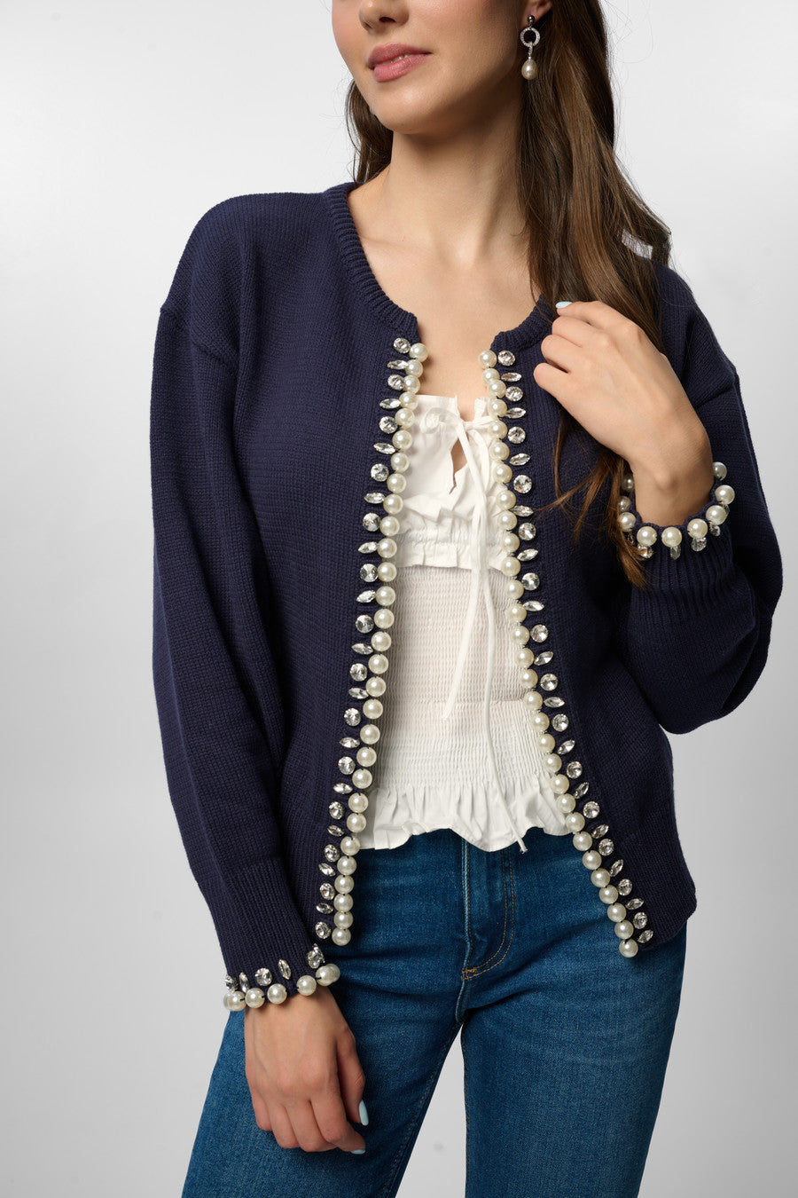 Pearl & Crystal Trim Cardigan