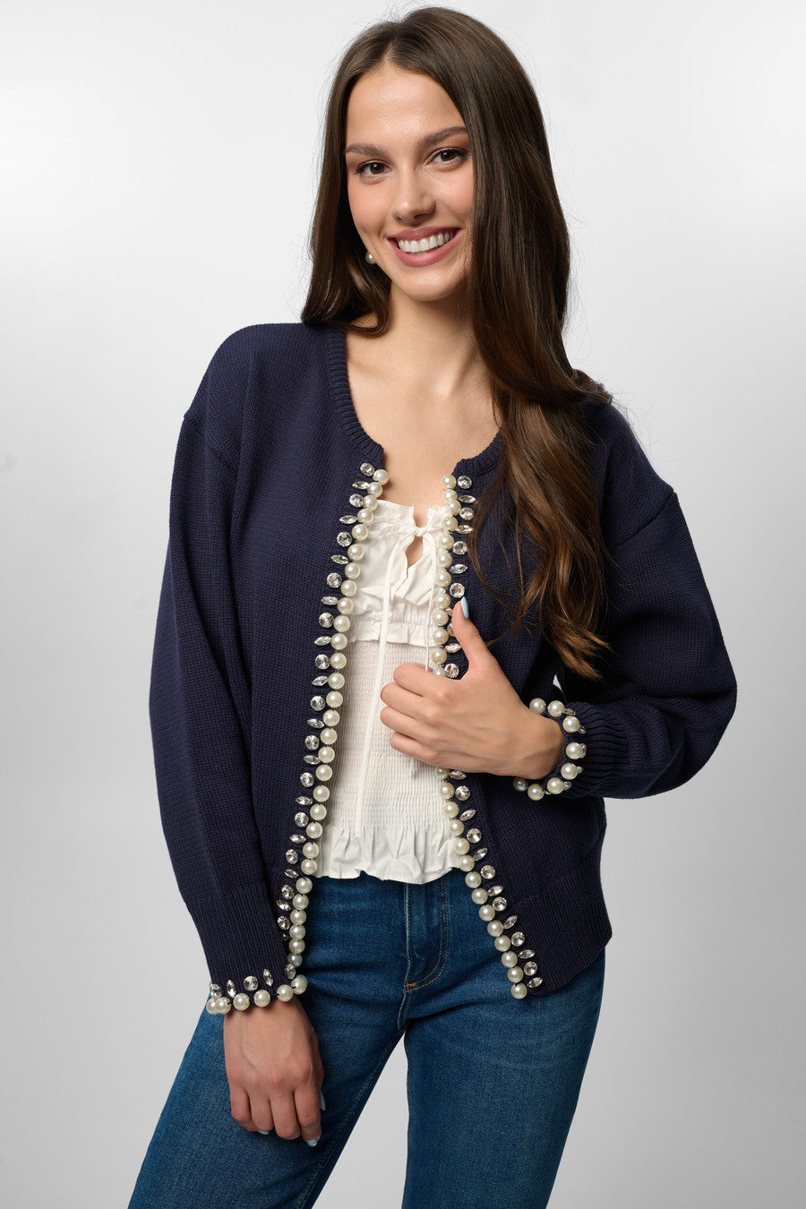 Pearl & Crystal Trim Cardigan