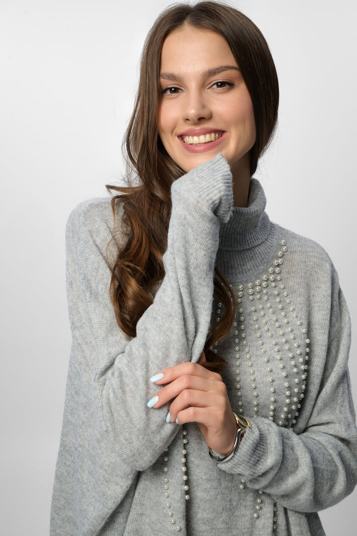 Pearl Drop Turtleneck Sweater
