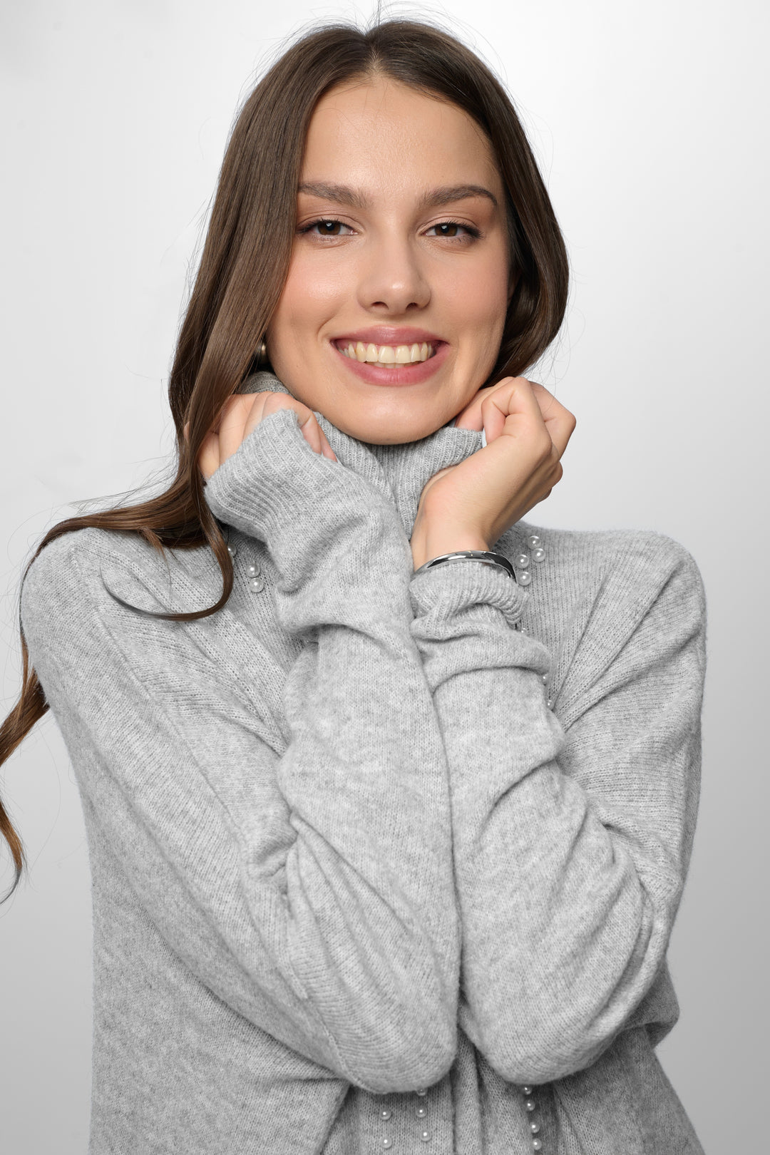 Pearl Drop Turtleneck Sweater