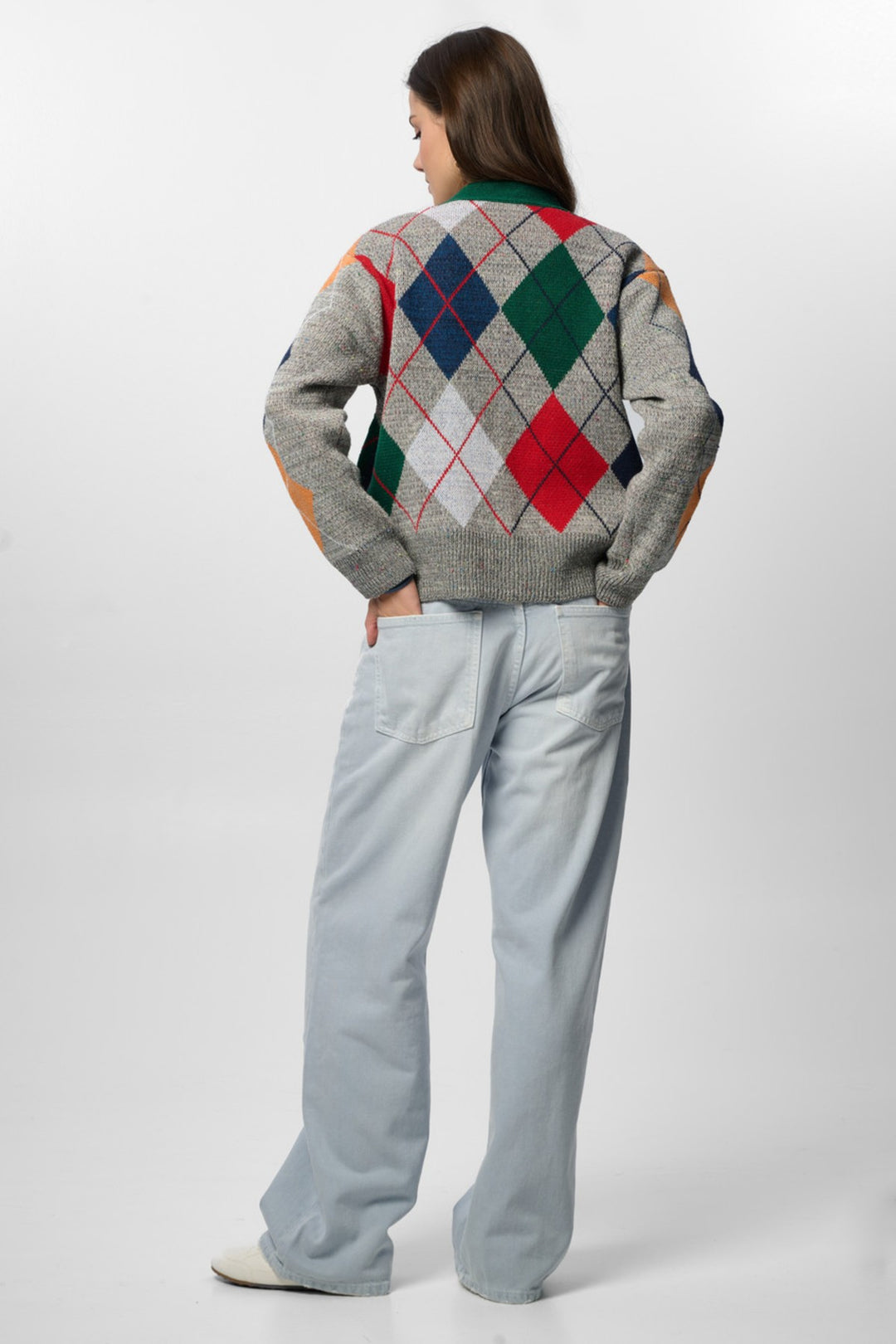 Classic Colorful Argyle Cardigan