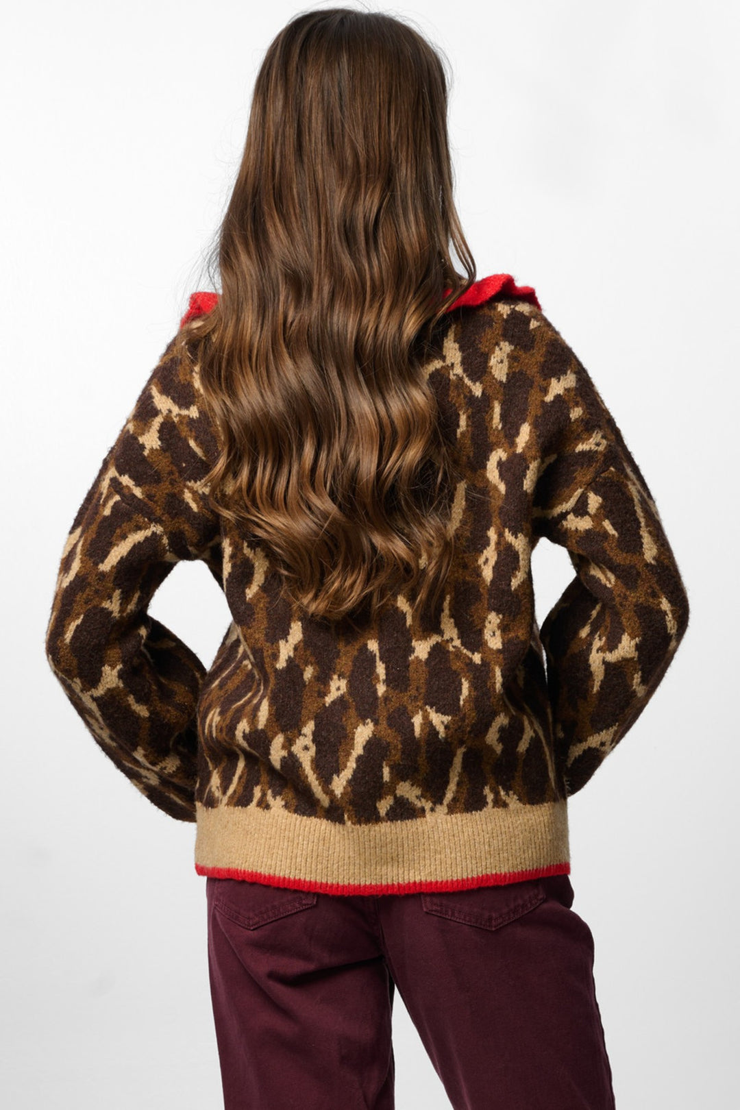 Leopard Collar Button Cardigan