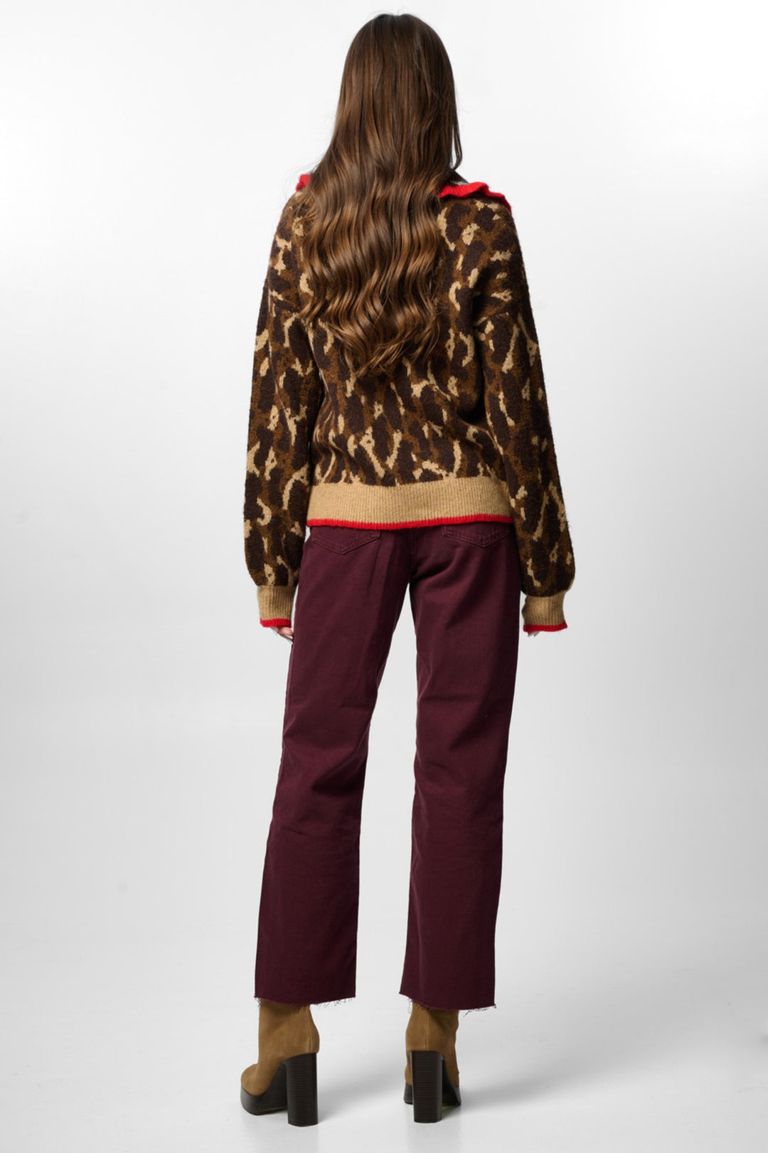 Leopard Collar Button Cardigan