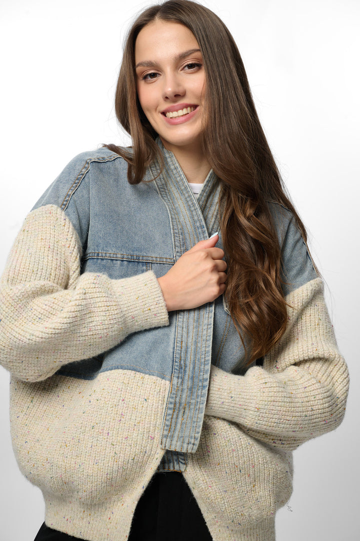 Denim and Grey Combo Jacket