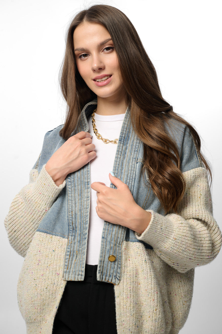 Denim and Grey Combo Jacket