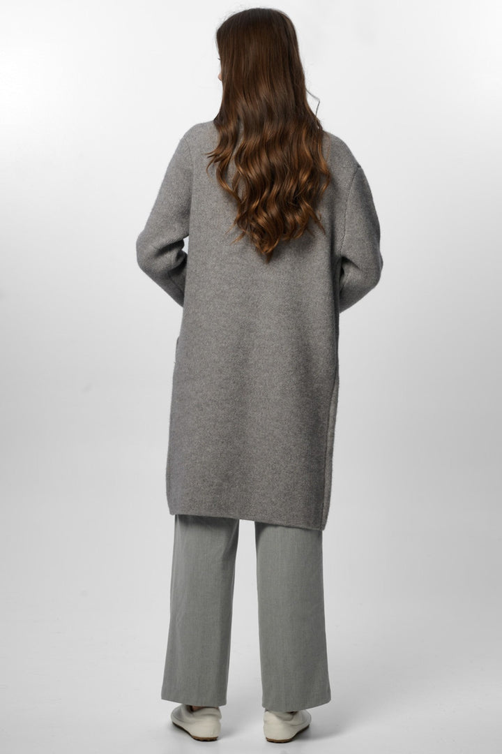 Pearl Trim Long Knit Blazer