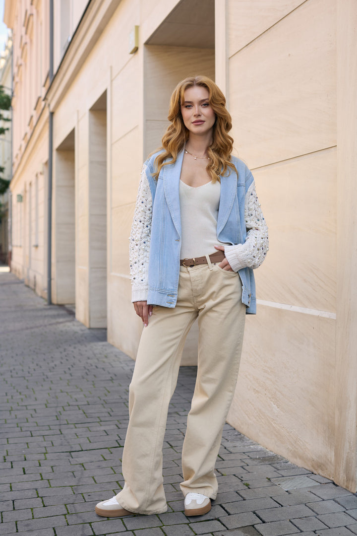 Pearl Knit Denim Jacket