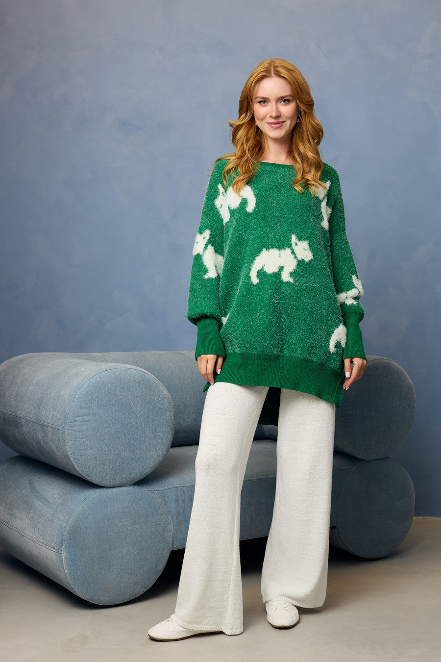 Dog Motif Pullover Sweater