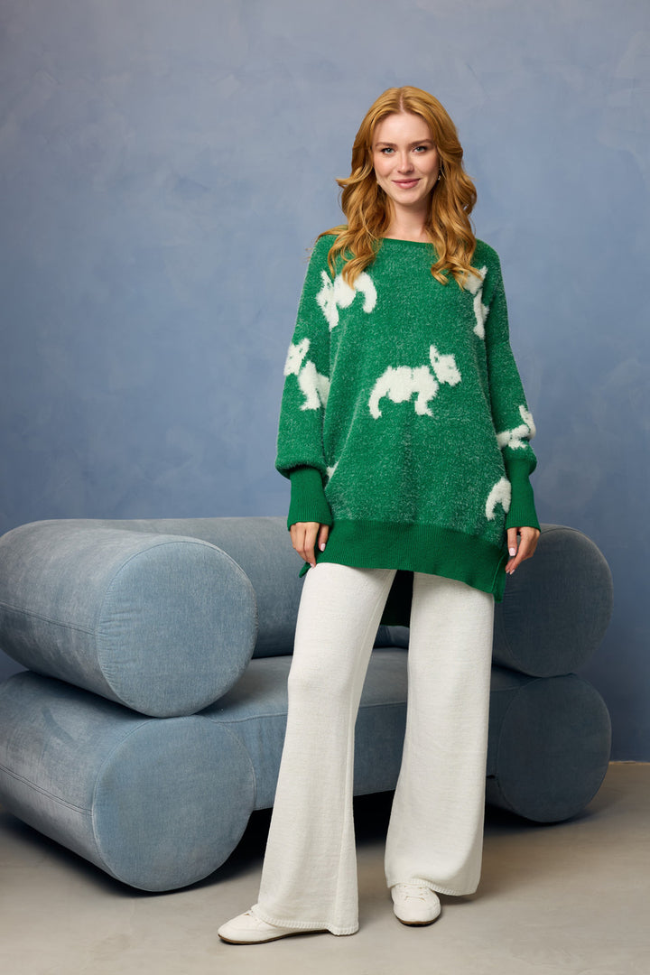 Dog Motif Pullover Sweater