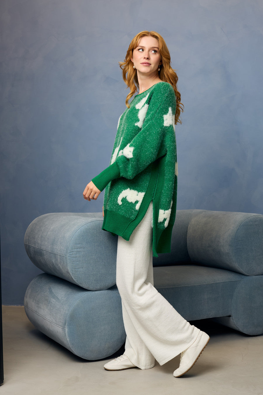 Dog Motif Pullover Sweater