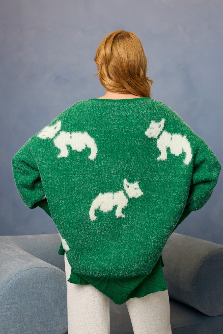 Dog Motif Pullover Sweater