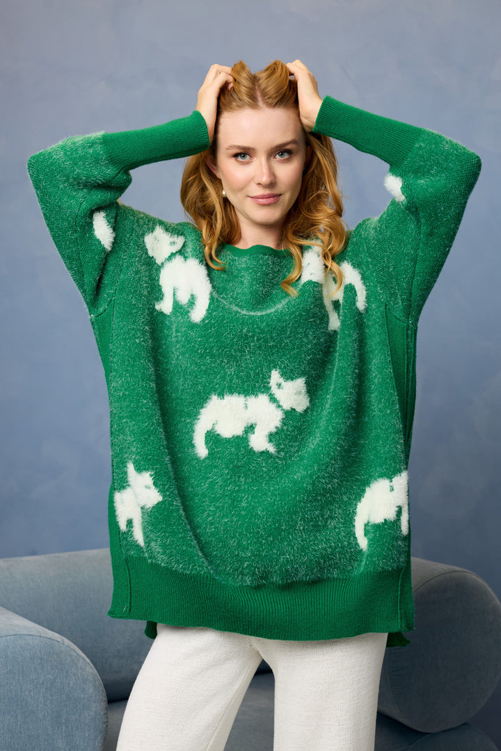 Dog Motif Pullover Sweater