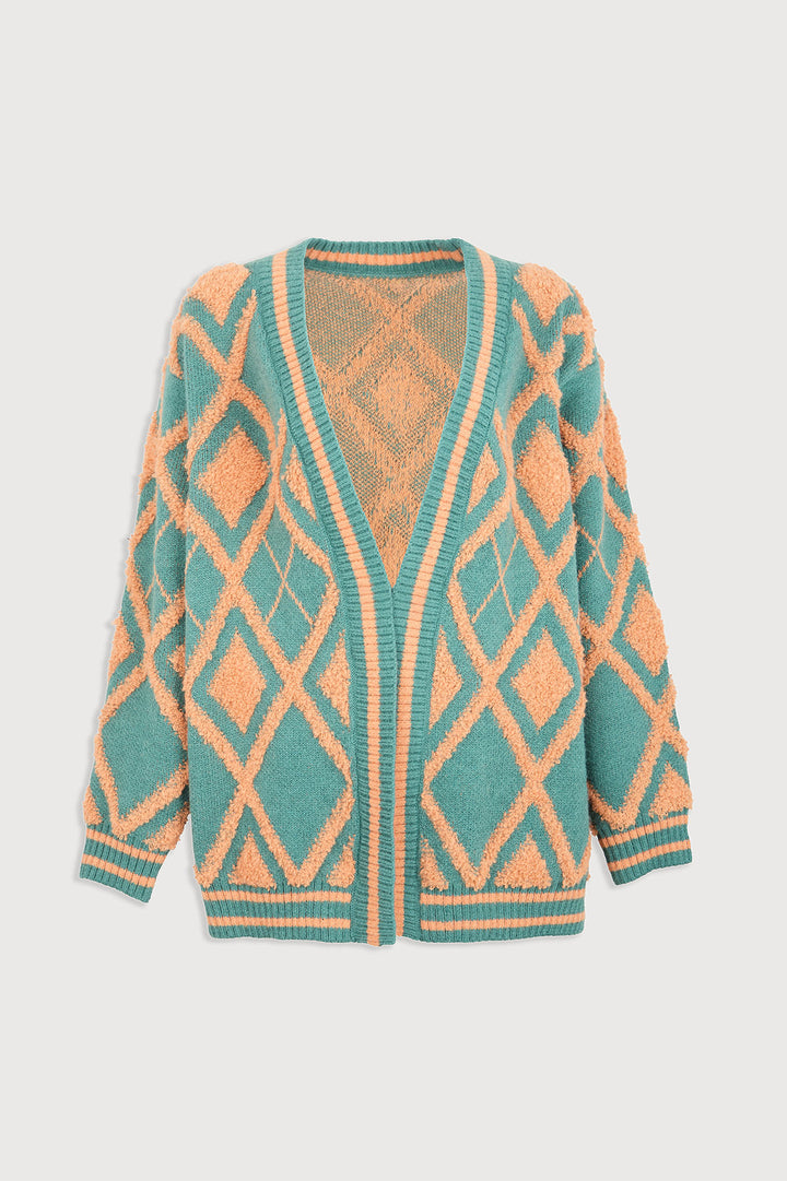 Open Argyle Knit Cardigan