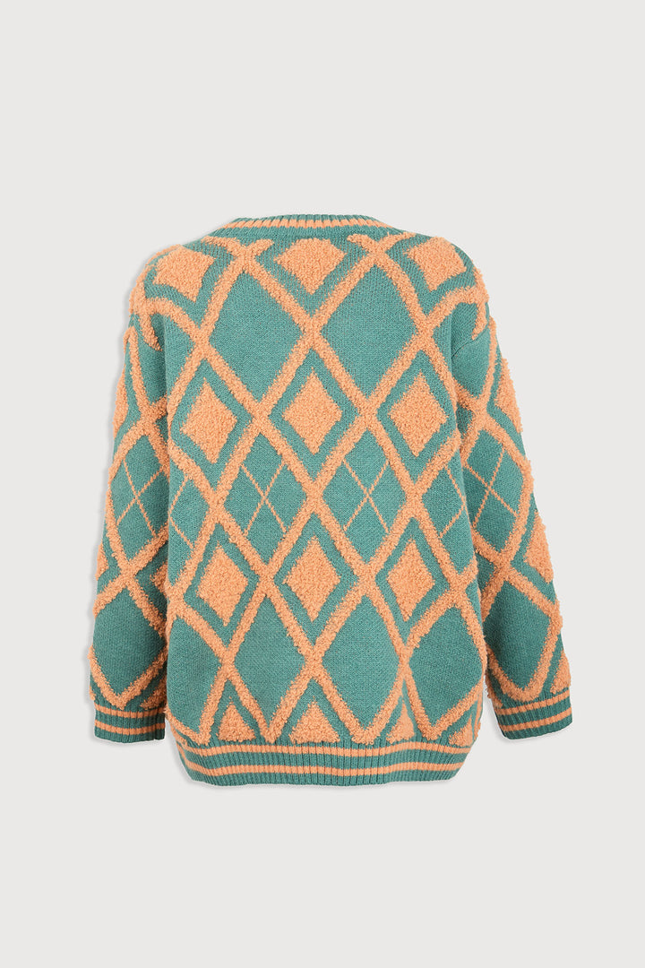Open Argyle Knit Cardigan