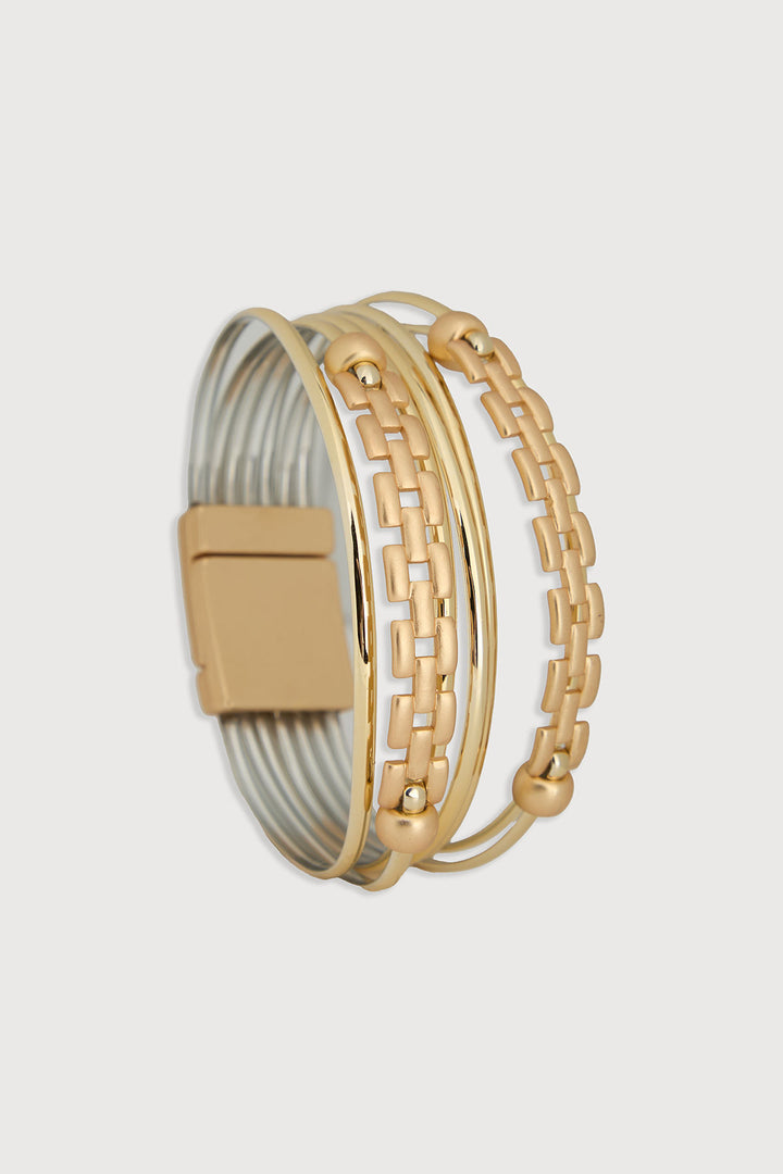 Chain & Cord Leather Bracelet