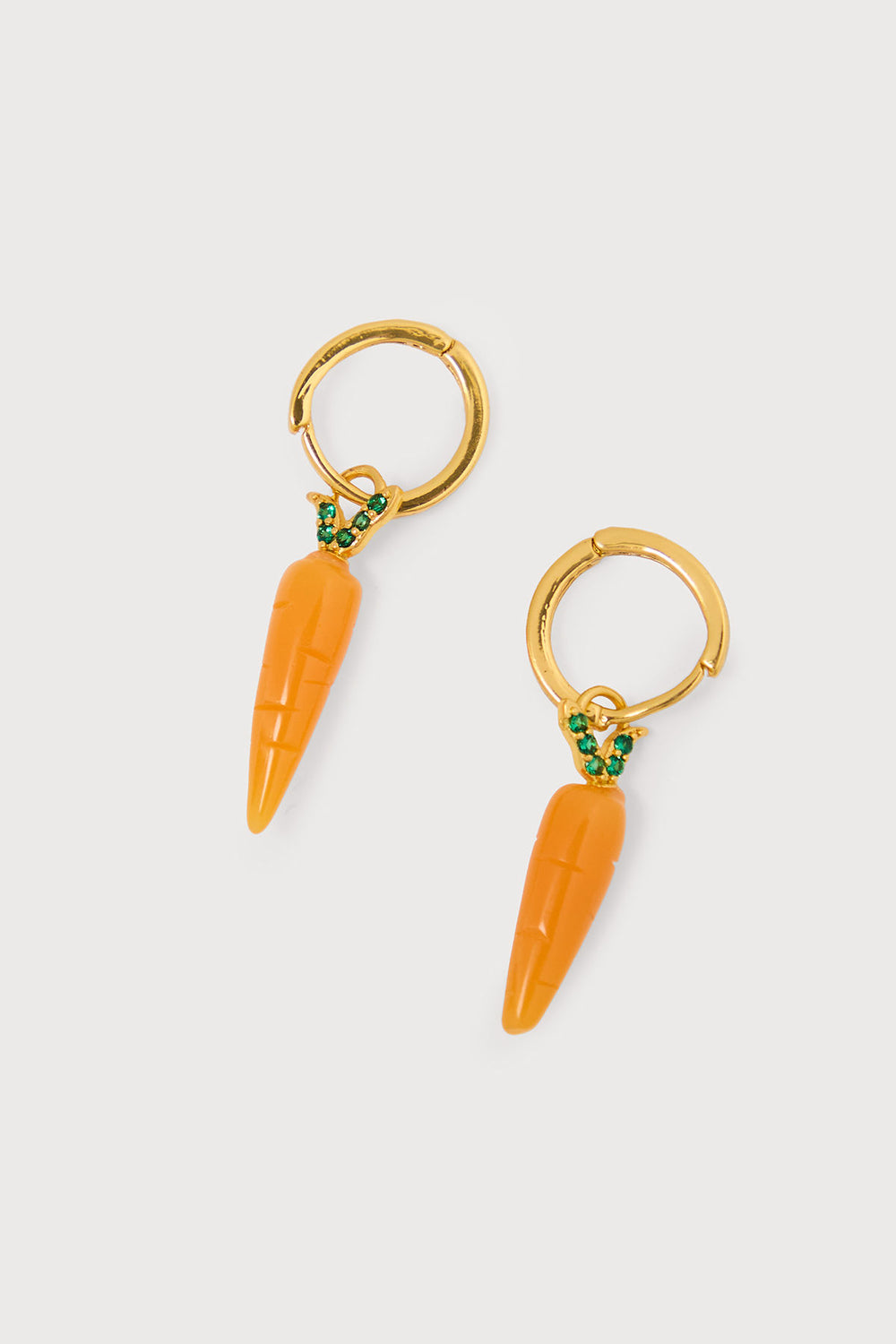 Carrot Huggie Charm Earrings - Orange