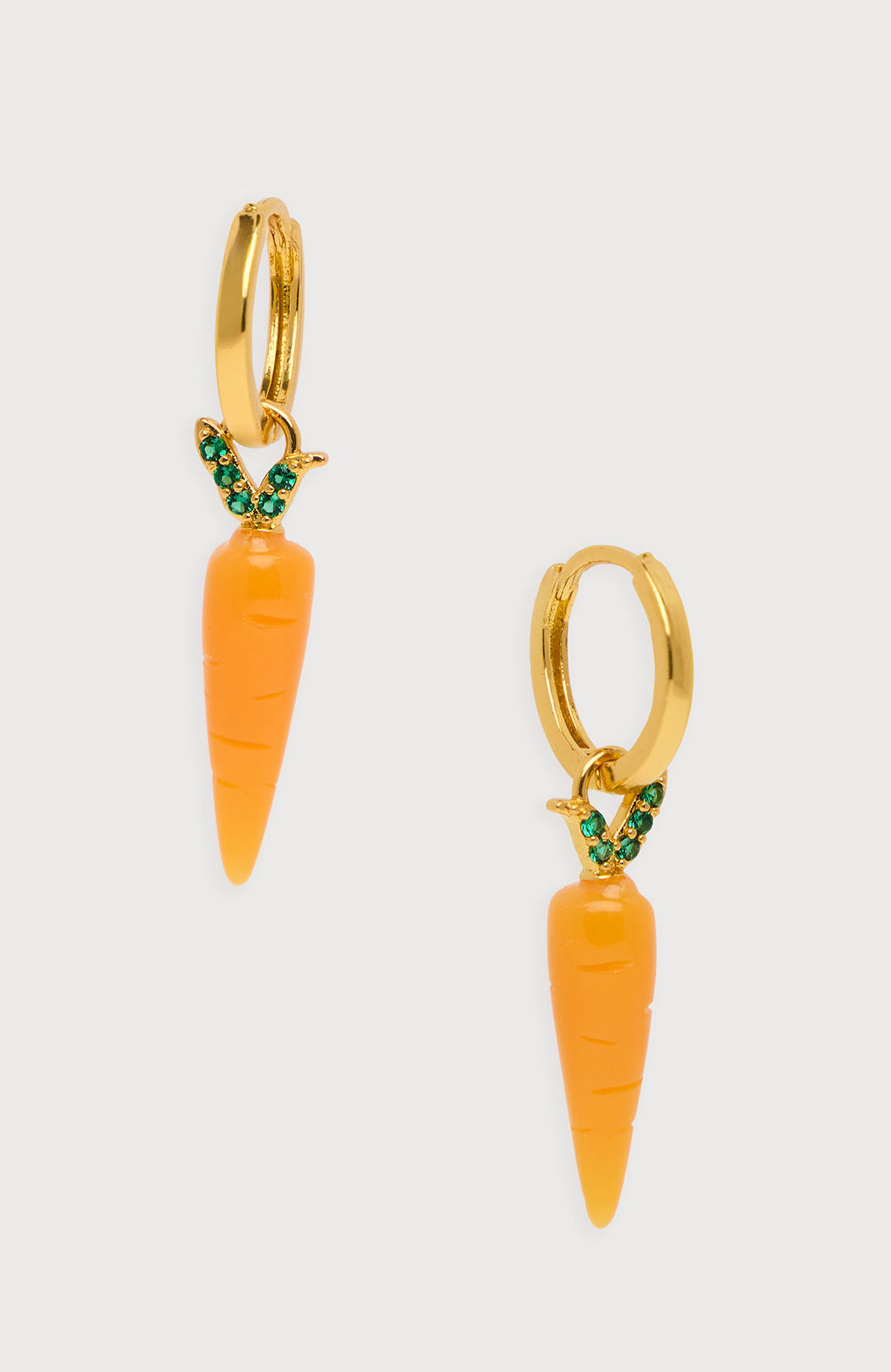 Carrot Huggie Charm Earrings - Orange