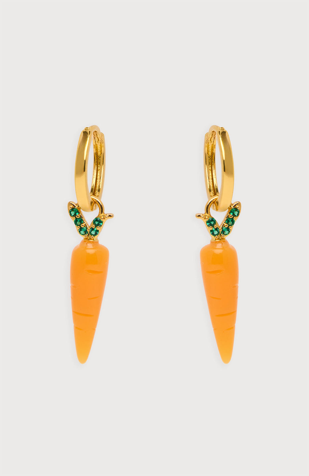 Carrot Huggie Charm Earrings - Orange