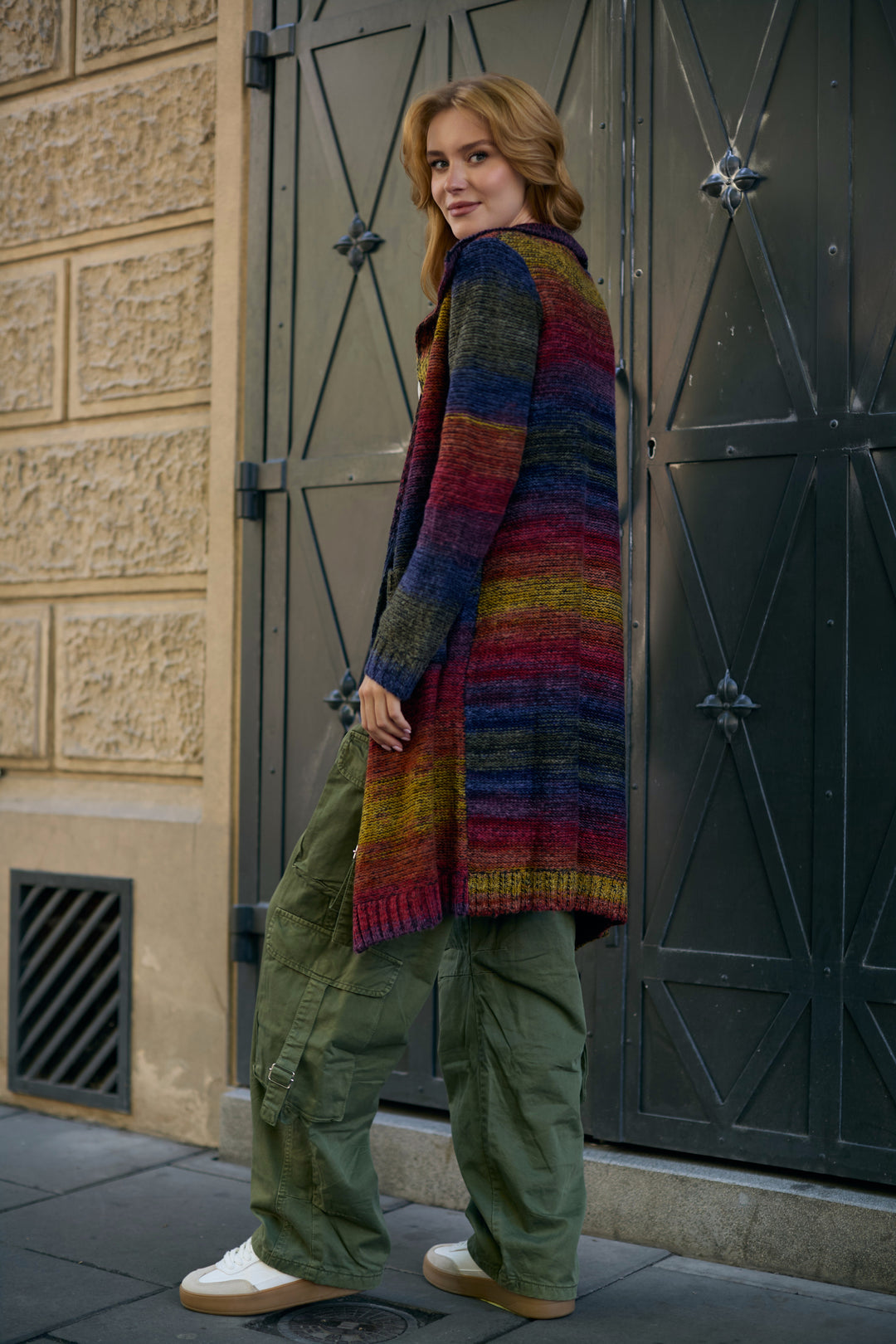 Rainbow Long Cardigan For Fall