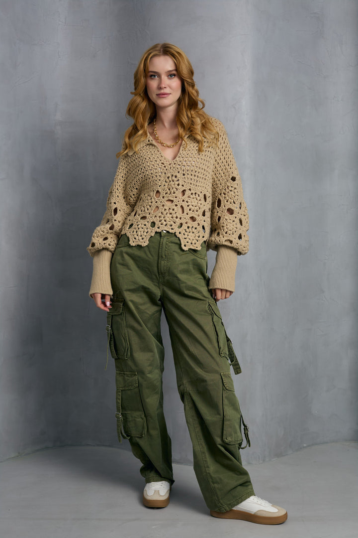 Floral Crochet Pullover Sweater