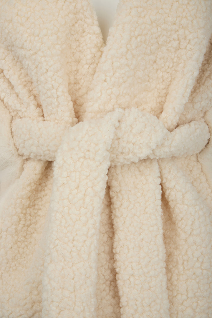 Fur Tie Front Short Kimono