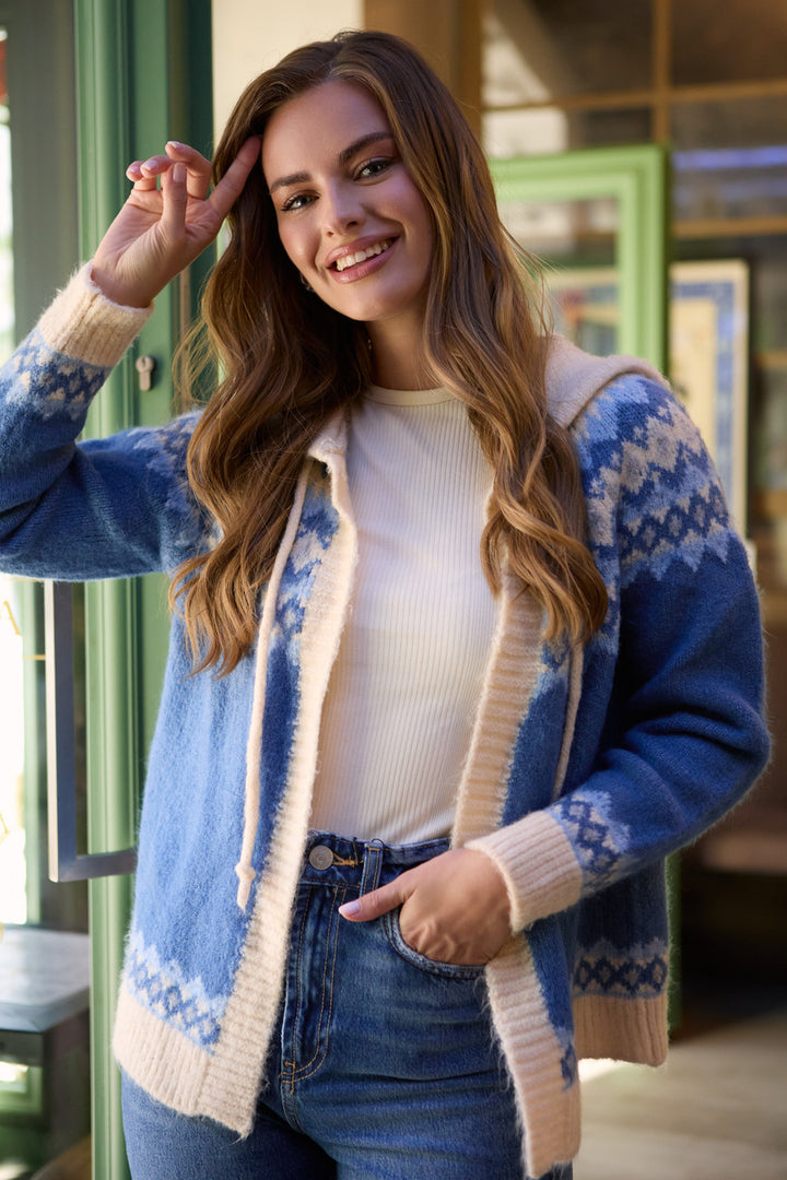 Faire Isle Knit Hooded Cardiga