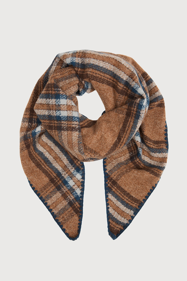 Knitted Plaid Triangle Shawl