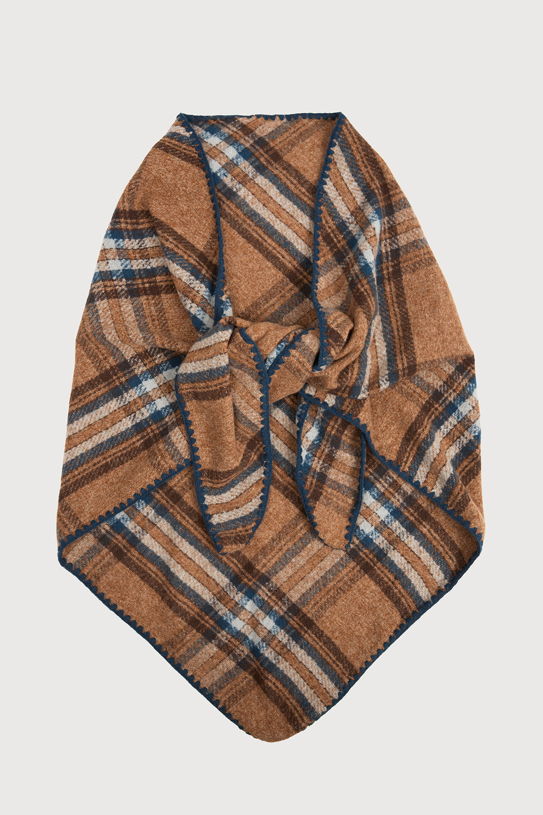 Knitted Plaid Triangle Shawl